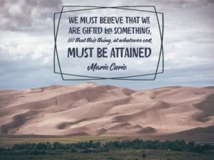 We Are Gifted For Something by Marie Curie Inspirational Downloads Inspirational Quote Poster