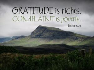 Gratitude Is Riches Inspirational Quote by Unknown Author