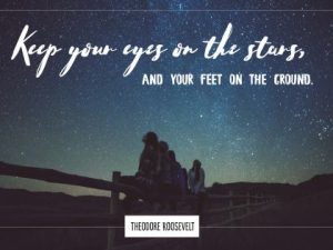 Keep Eyes On The Stars Inspirational Quote by Theodore Roosevelt Inspirational Poster