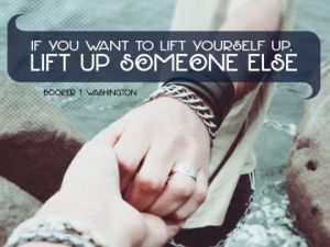 Lift Up Someone Else Inspirational Quote by Booker T. Washington Inspirational Poster